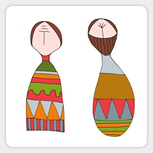 Folk couple Sticker